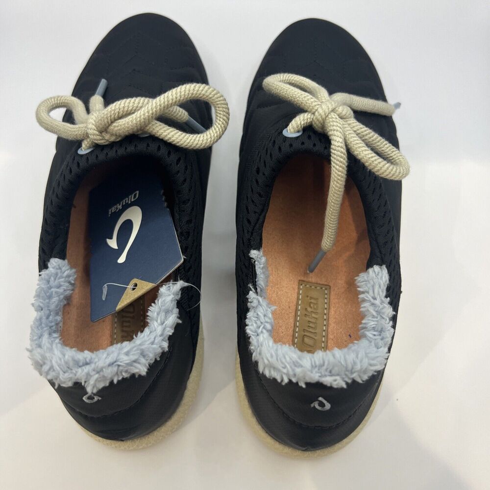 OLUKAI Mahiki Black / Black Slip On Shoes Slipper Women’s Sz8 New - Picture 4 of 9